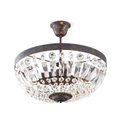 Lámpara colgante de cristal ARILA 3xE14/40W/230V diá. 40 cm marrón/pátina