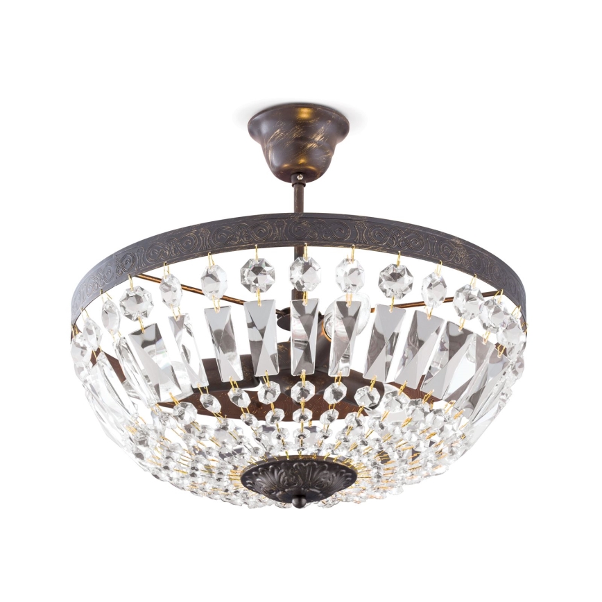 Lámpara colgante de cristal ARILA 3xE14/40W/230V diá. 40 cm marrón/pátina
