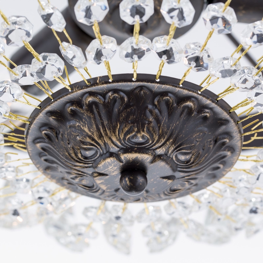 Lámpara colgante de cristal ARILA 3xE14/40W/230V diá. 40 cm marrón/pátina
