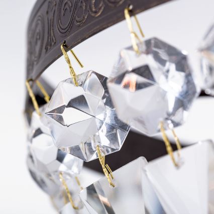 Lámpara colgante de cristal ARILA 3xE14/40W/230V diá. 40 cm marrón/pátina