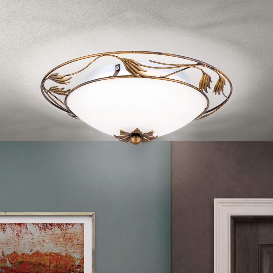 Plafón FLEUR 2xE27/60W/230V diá. 40 cm bronce