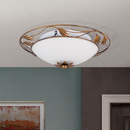 Plafón FLEUR 2xE27/60W/230V diá. 40 cm bronce