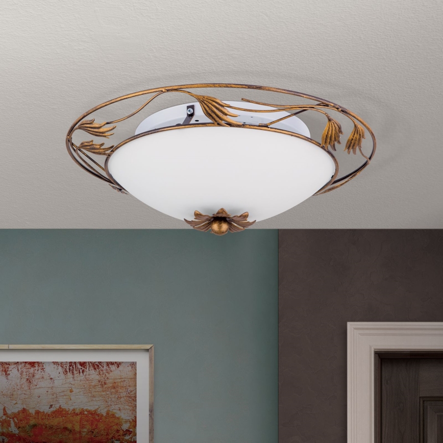 Plafón FLEUR 2xE27/60W/230V diá. 40 cm bronce