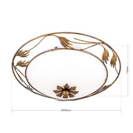 Plafón FLEUR 2xE27/60W/230V diá. 40 cm bronce