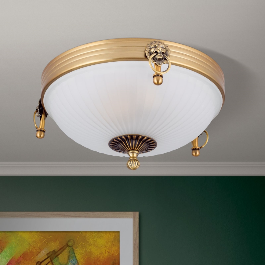 Plafón ROCCA 2xE27/60W/230V diá. 31 cm bronce/blanco