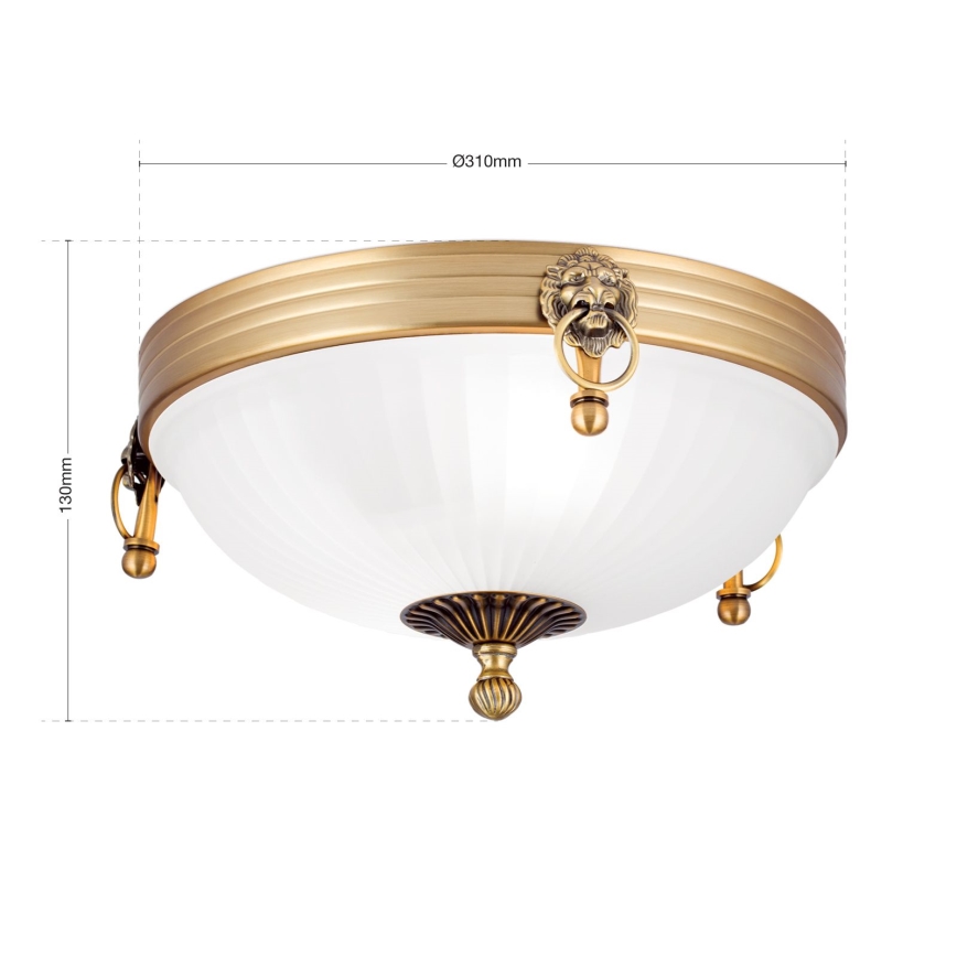 Plafón ROCCA 2xE27/60W/230V diá. 31 cm bronce/blanco
