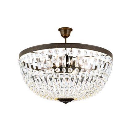 Lámpara colgante de cristal ARILA 6xE27/60W/230V diá. 60 cm marrón/pátina