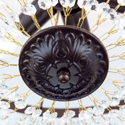 Lámpara colgante de cristal ARILA 6xE27/60W/230V diá. 60 cm marrón/pátina
