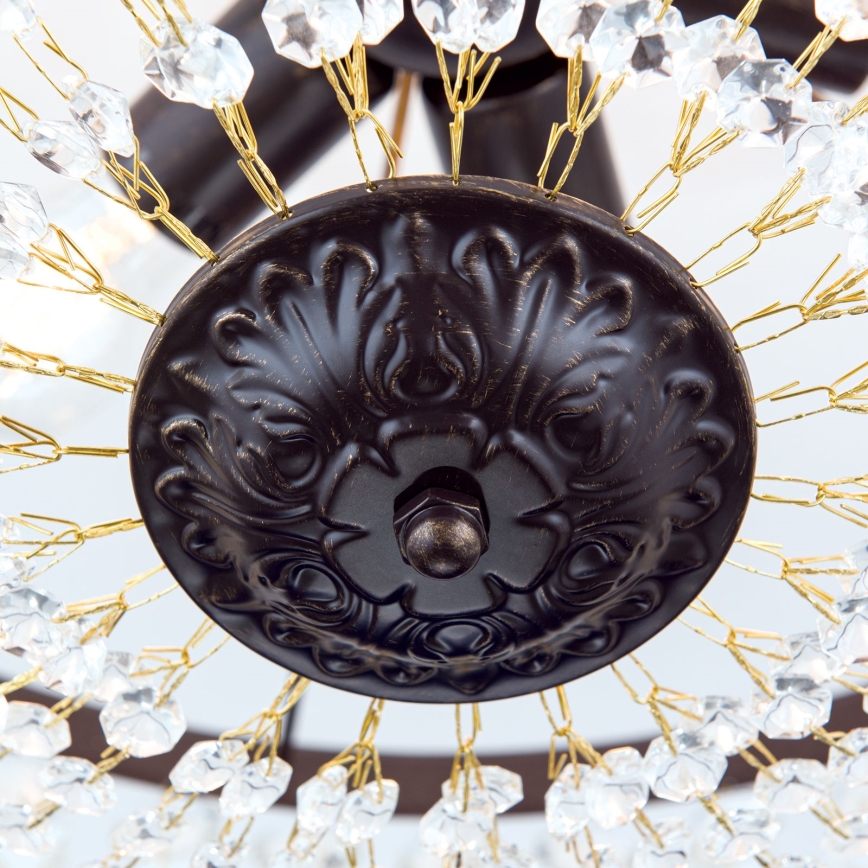 Lámpara colgante de cristal ARILA 6xE27/60W/230V diá. 60 cm marrón/pátina