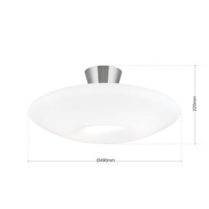 Plafón BLANC 2xE27/60W/230V diá. 49 cm cromo mate