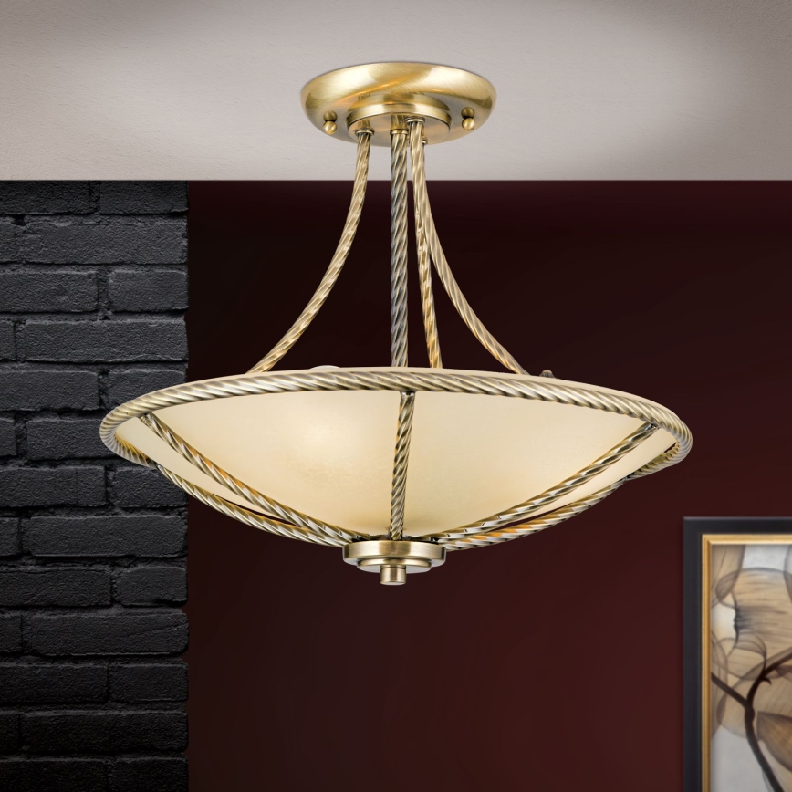 Lámpara colgante MAURO 3xE27/60W/230V diá. 42 cm bronce