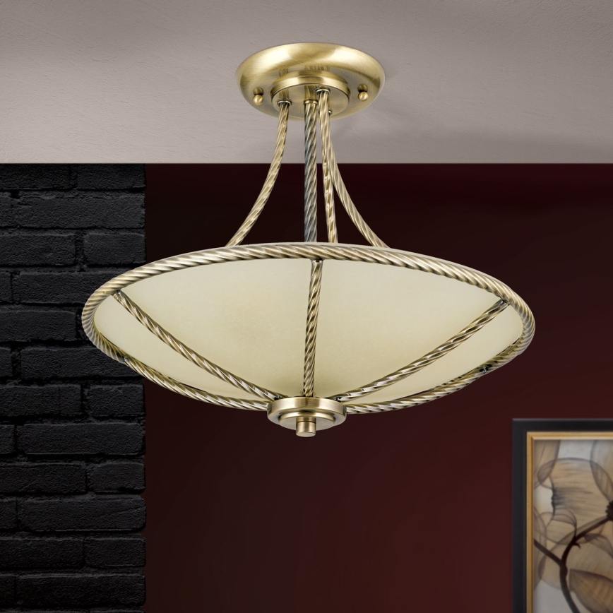 Lámpara colgante MAURO 3xE27/60W/230V diá. 42 cm bronce