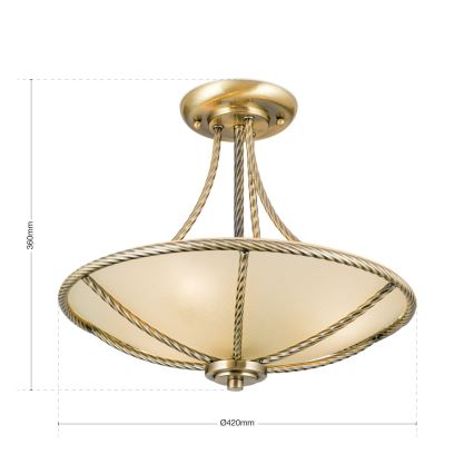 Lámpara colgante MAURO 3xE27/60W/230V diá. 42 cm bronce