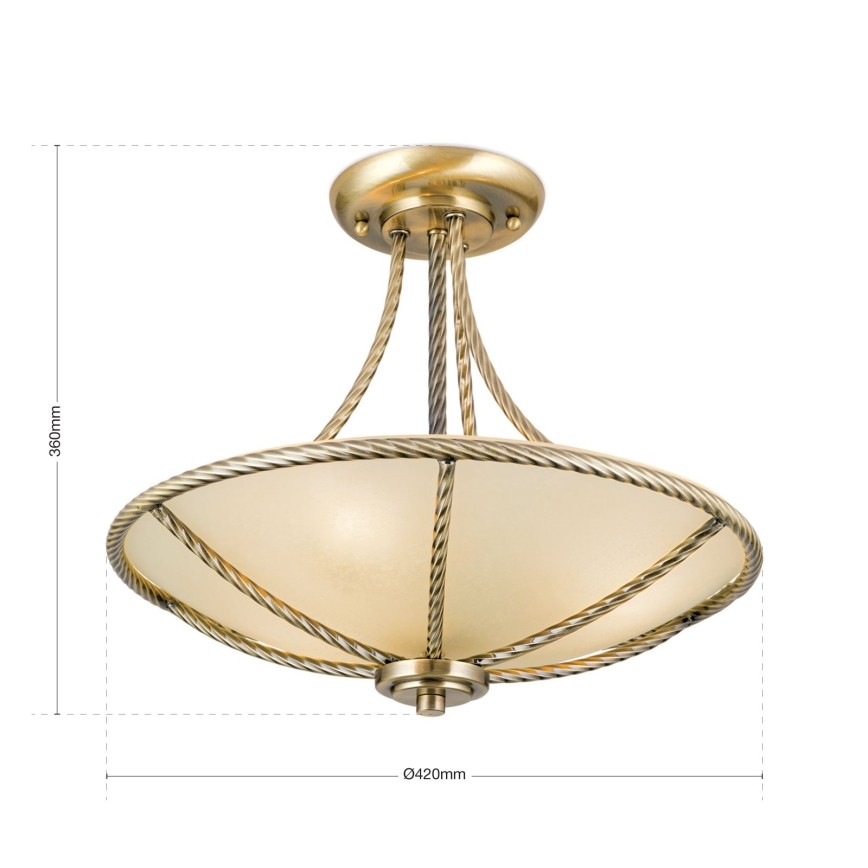 Lámpara colgante MAURO 3xE27/60W/230V diá. 42 cm bronce