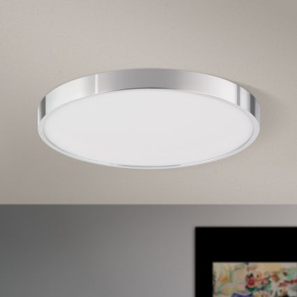 Plafón LED BULLY LED/28W/230V diá. 28 cm cromo brillante