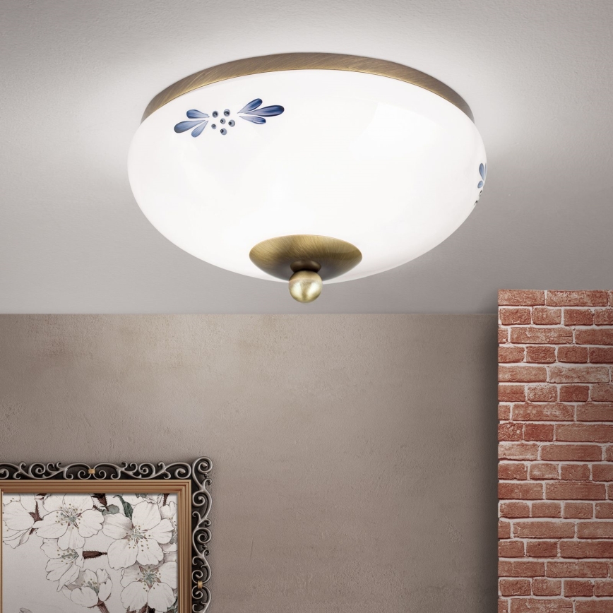Plafón LANDHAUS 1xE27/60W/230V diá. 21 cm bronce/blanco