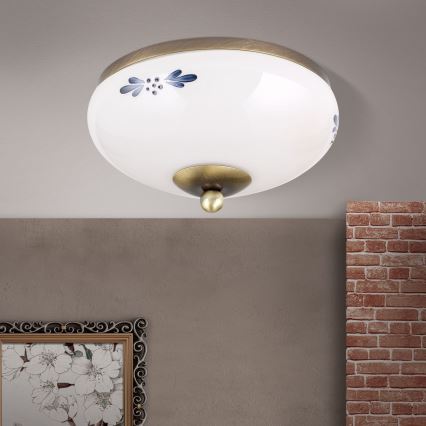 Plafón LANDHAUS 1xE27/60W/230V diá. 21 cm bronce/blanco