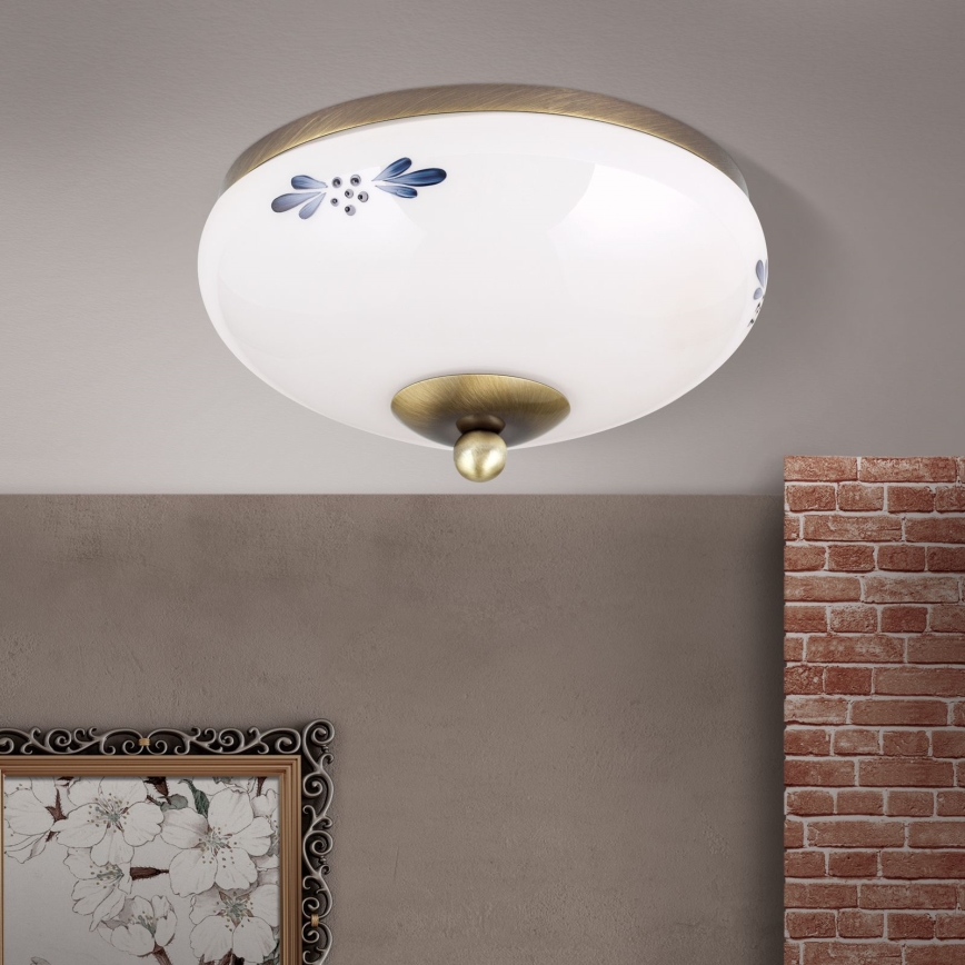 Plafón LANDHAUS 1xE27/60W/230V diá. 21 cm bronce/blanco