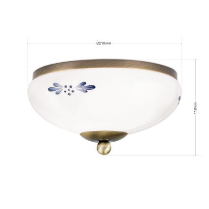 Plafón LANDHAUS 1xE27/60W/230V diá. 21 cm bronce/blanco