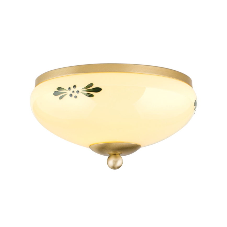 Plafón LANDHAUS 1xE27/60W/230V diá. 21 cm latón/beige