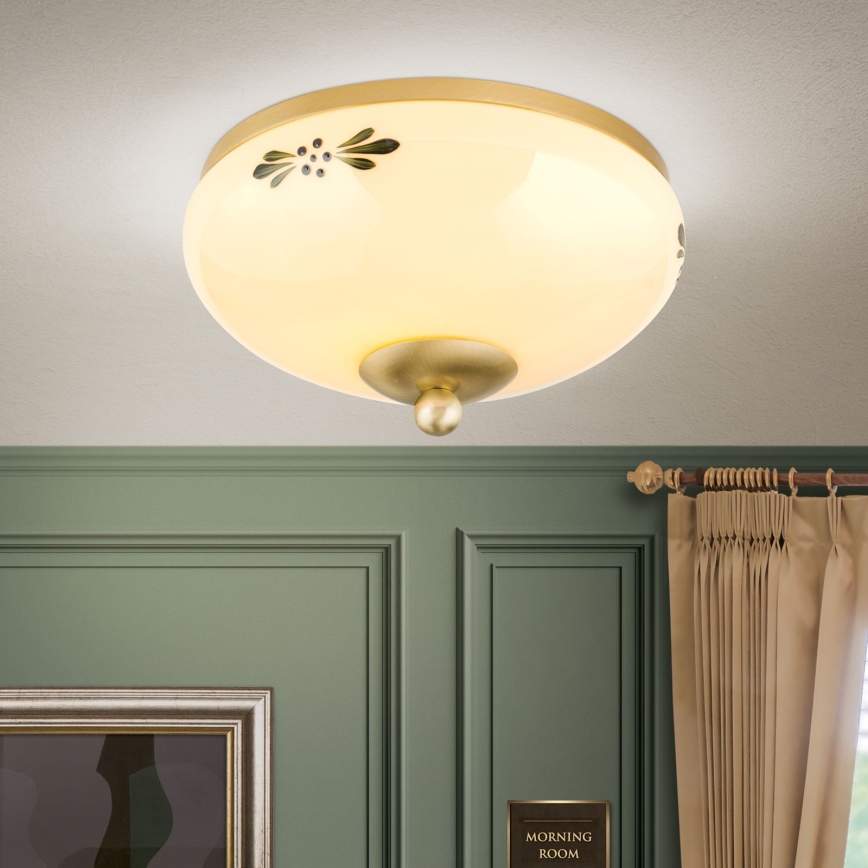 Plafón LANDHAUS 1xE27/60W/230V diá. 21 cm latón/beige
