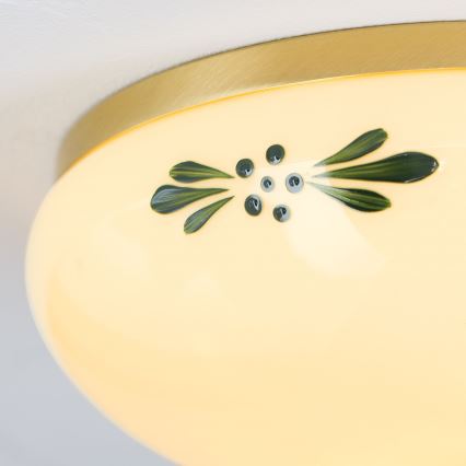 Plafón LANDHAUS 1xE27/60W/230V diá. 21 cm latón/beige