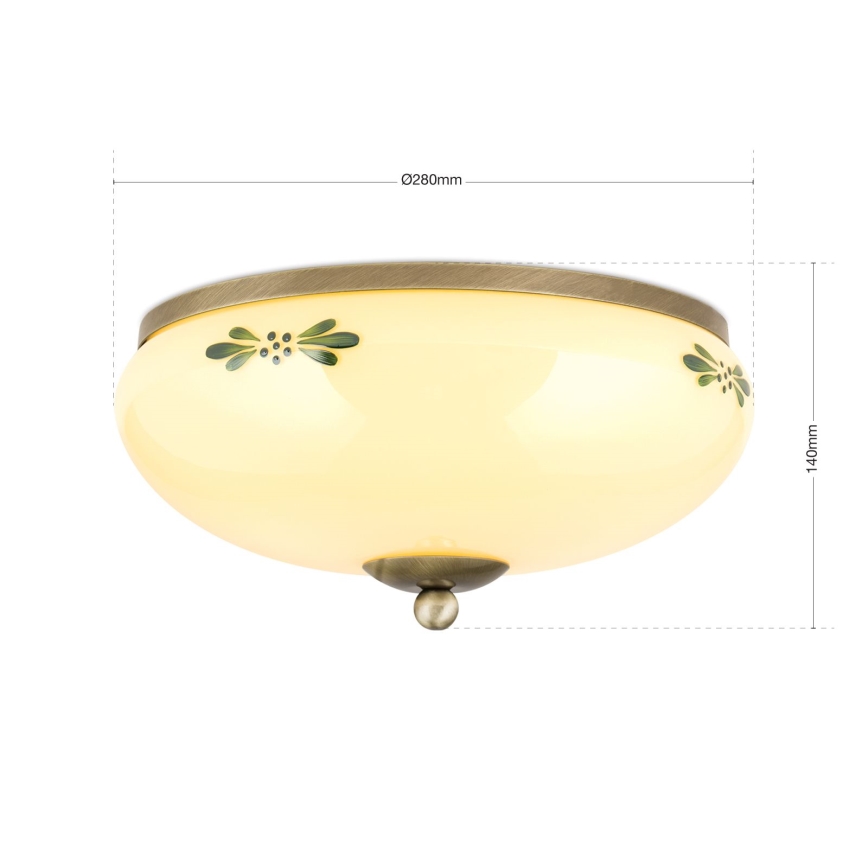 Plafón LANDHAUS 2xE27/60W/230V diá. 28 cm bronce/beige