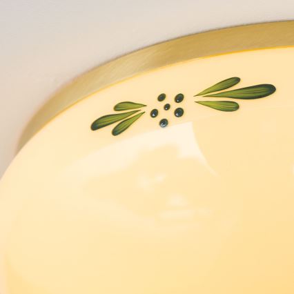 Plafón LANDHAUS 2xE27/60W/230V diá. 28 cm latón/beige