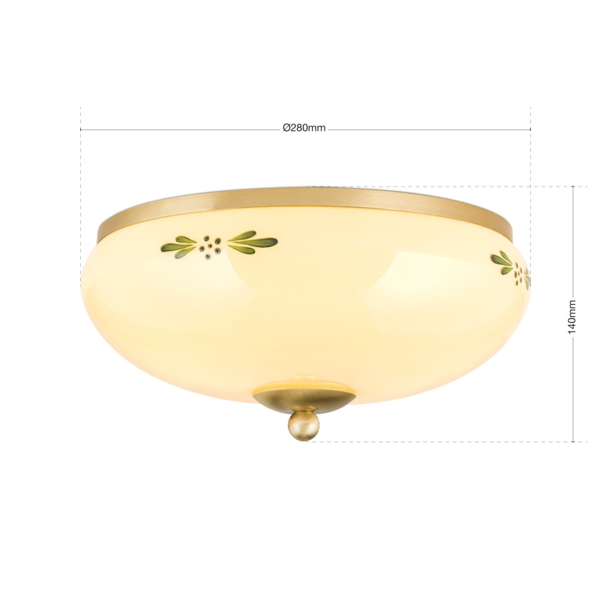 Plafón LANDHAUS 2xE27/60W/230V diá. 28 cm latón/beige