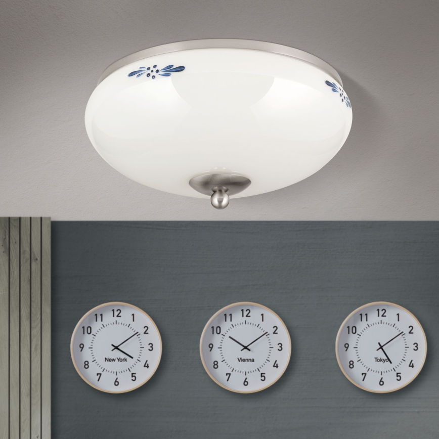 Plafón LANDHAUS 2xE27/60W/230V diá. 28 cm cromo mate/blanco