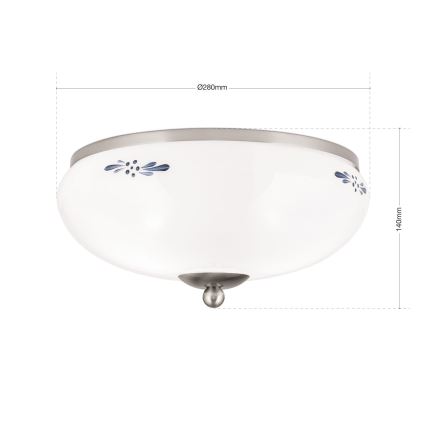 Plafón LANDHAUS 2xE27/60W/230V diá. 28 cm cromo mate/blanco