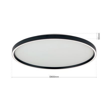 Plafón LED regulable MASCA LED/47W/230V 2700/3350/4000K diá. 60 cm negro
