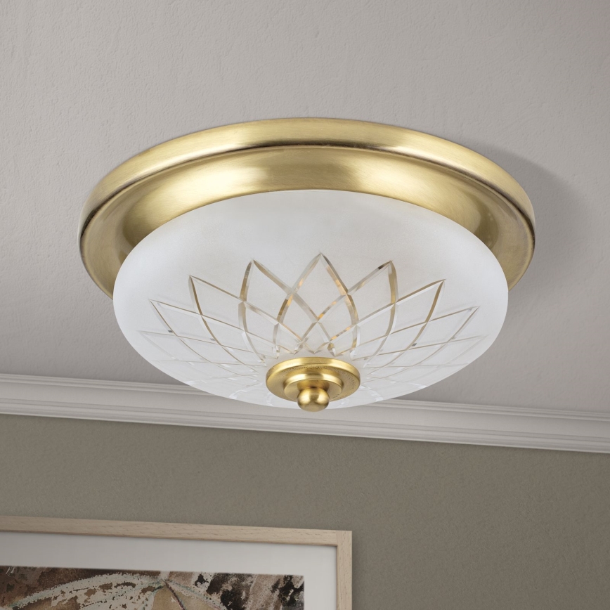 Plafón PORTO 1xE27/40W/230V diá. 26 cm dorado