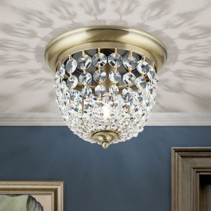 Plafón de cristal PLAFOND 1xE27/40W/230V diá. 26 cm bronce