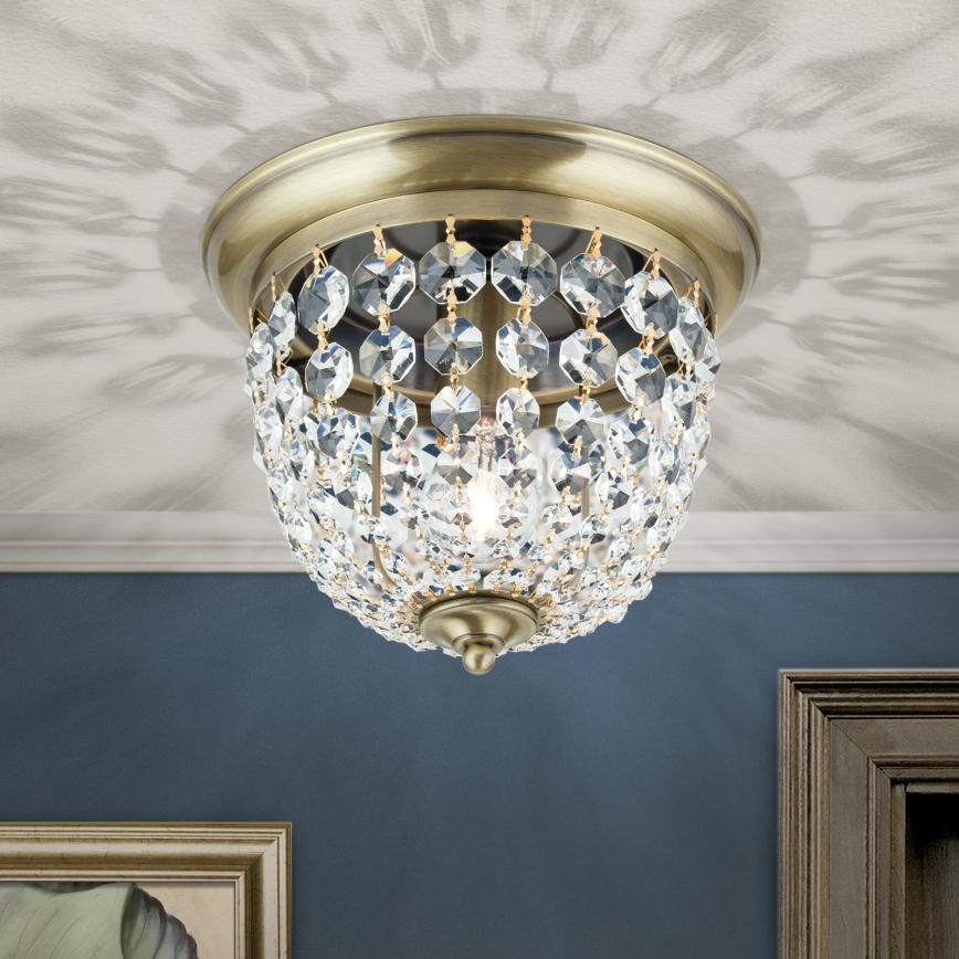 Plafón de cristal PLAFOND 1xE27/40W/230V diá. 26 cm bronce