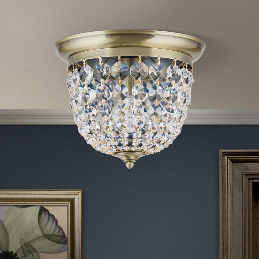 Plafón de cristal PLAFOND 1xE27/40W/230V diá. 26 cm bronce