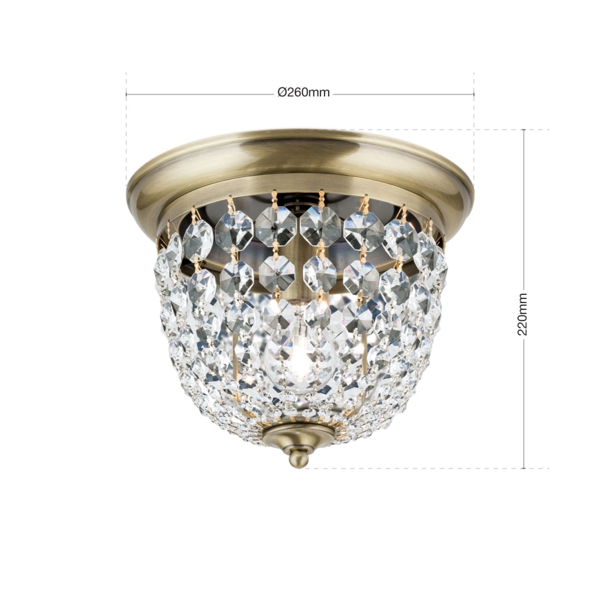 Plafón de cristal PLAFOND 1xE27/40W/230V diá. 26 cm bronce