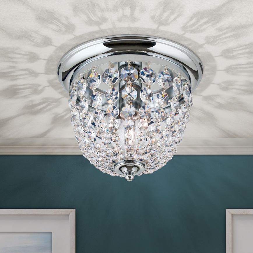 Plafón de cristal PLAFOND 1xE27/40W/230V diá. 26 cm cromo brillante