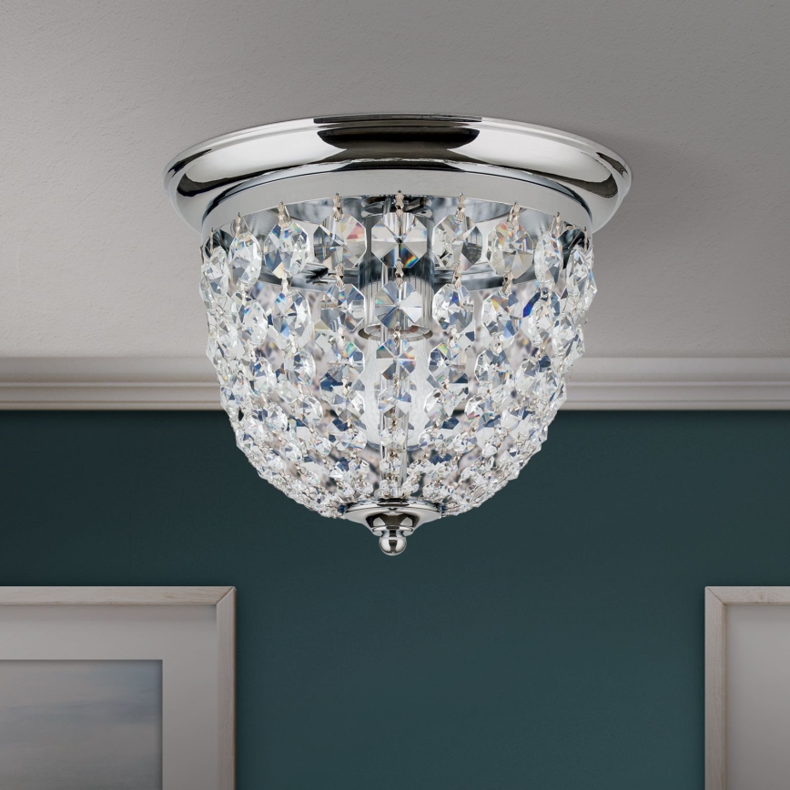 Plafón de cristal PLAFOND 1xE27/40W/230V diá. 26 cm cromo brillante