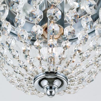 Plafón de cristal PLAFOND 1xE27/40W/230V diá. 26 cm cromo brillante