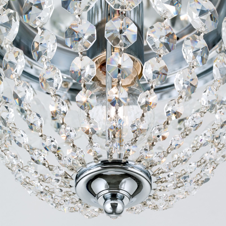 Plafón de cristal PLAFOND 1xE27/40W/230V diá. 26 cm cromo brillante