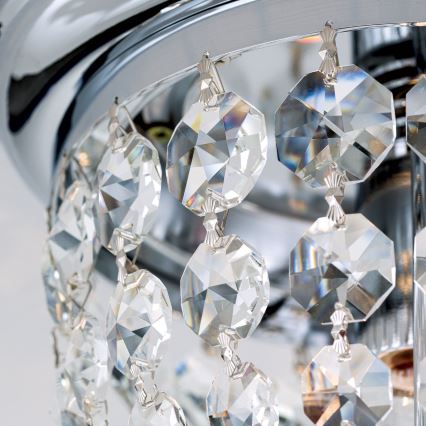 Plafón de cristal PLAFOND 1xE27/40W/230V diá. 26 cm cromo brillante