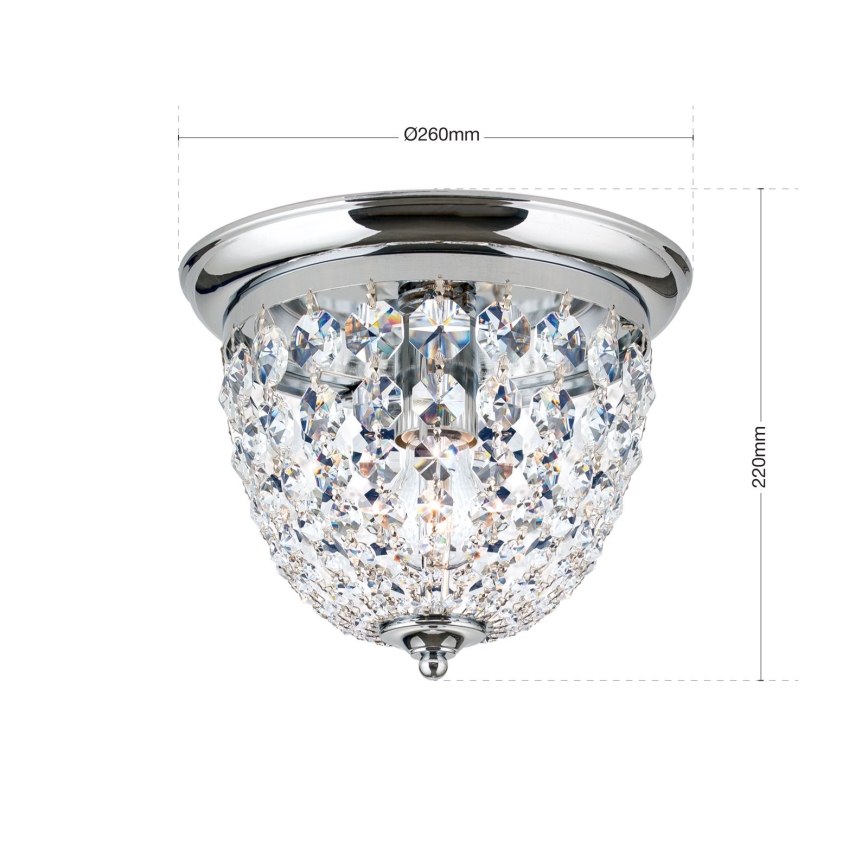 Plafón de cristal PLAFOND 1xE27/40W/230V diá. 26 cm cromo brillante