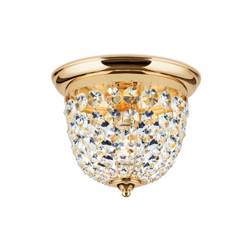 Plafón de cristal PLAFOND 1xE27/40W/230V diá. 26 cm dorado