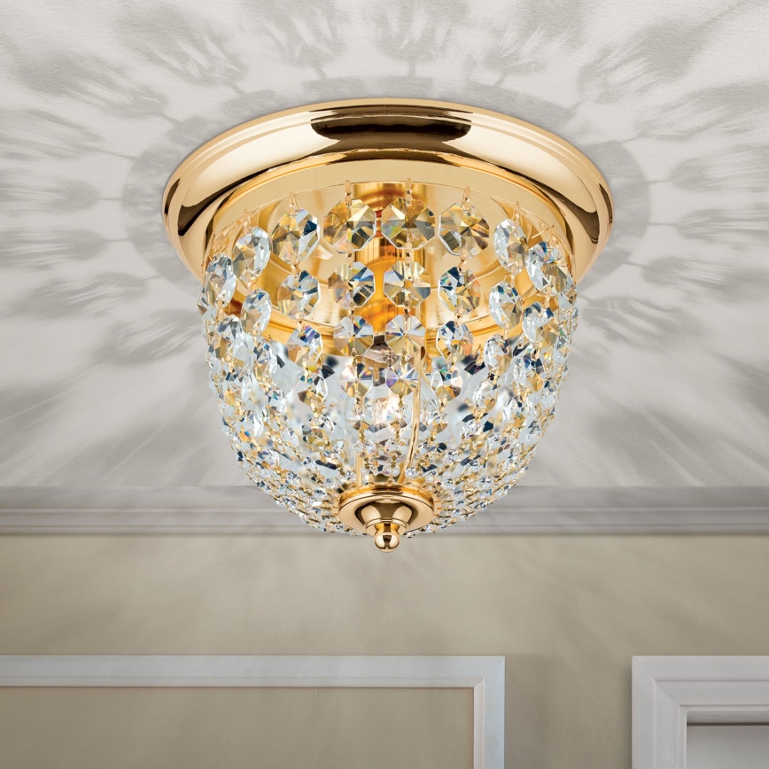 Plafón de cristal PLAFOND 1xE27/40W/230V diá. 26 cm dorado