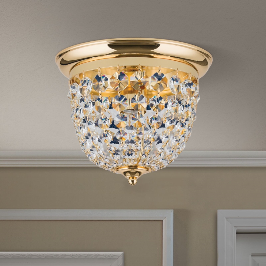 Plafón de cristal PLAFOND 1xE27/40W/230V diá. 26 cm dorado