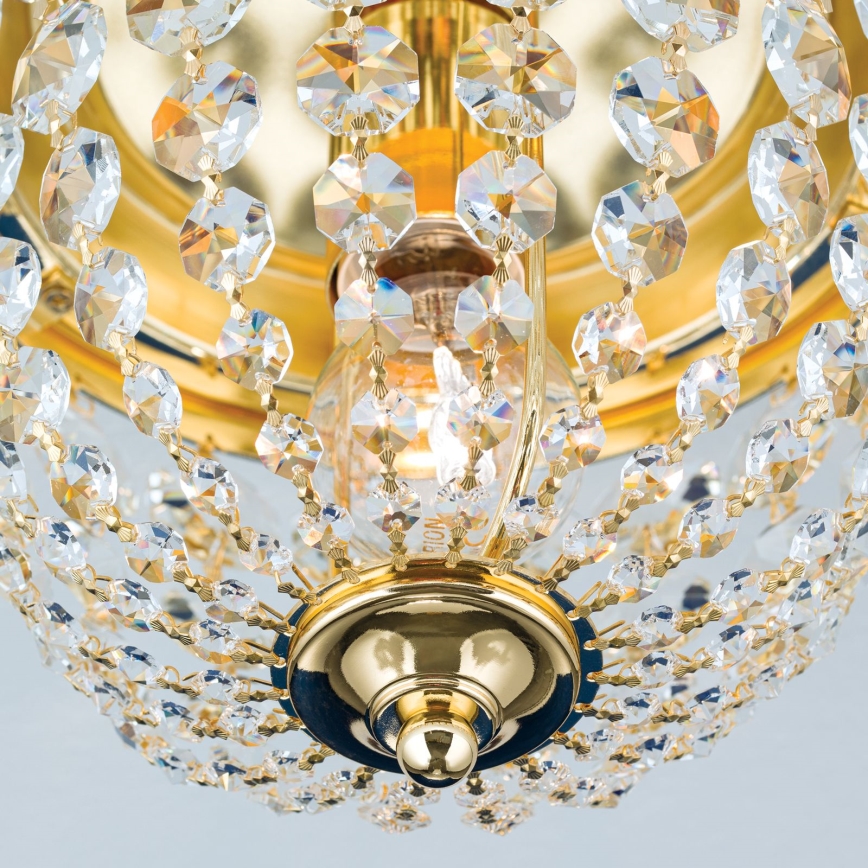 Plafón de cristal PLAFOND 1xE27/40W/230V diá. 26 cm dorado