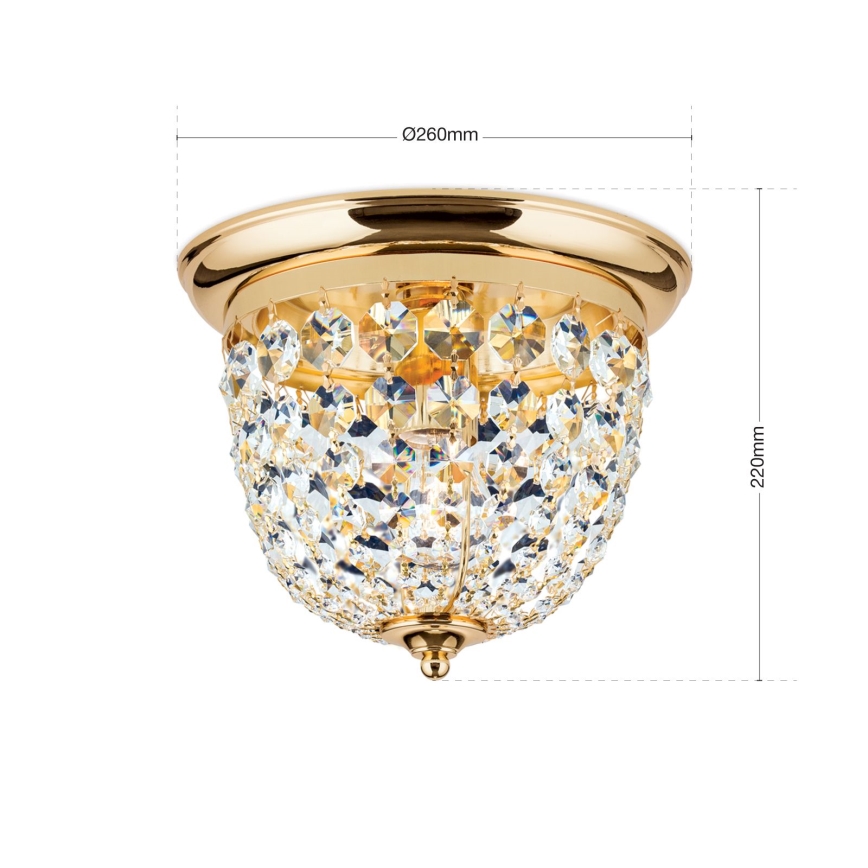 Plafón de cristal PLAFOND 1xE27/40W/230V diá. 26 cm dorado