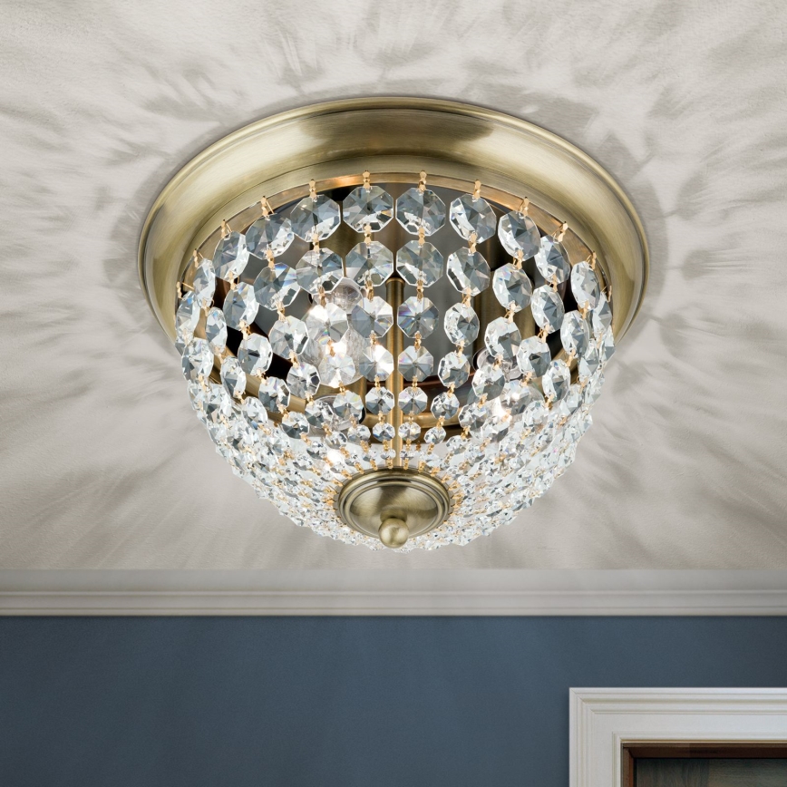 Plafón de cristal PLAFOND 3xE27/40W/230V diá. 35 cm bronce