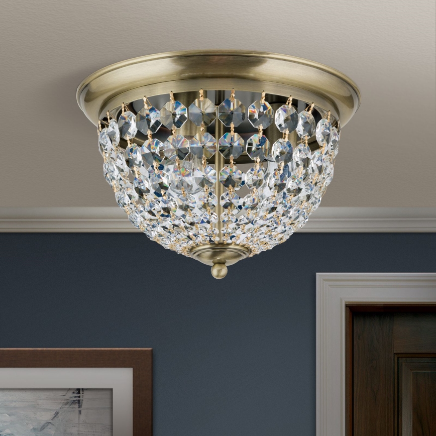 Plafón de cristal PLAFOND 3xE27/40W/230V diá. 35 cm bronce